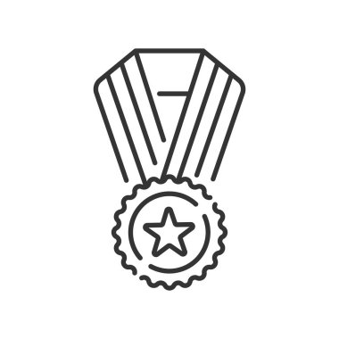 Zafer madalyası renk çizgisi ikonu. Şampiyonluk ödülü. Web sayfası, mobil uygulama, düğme, logo için imza. Vektör izole eleman. Düzenlenebilir vuruş.