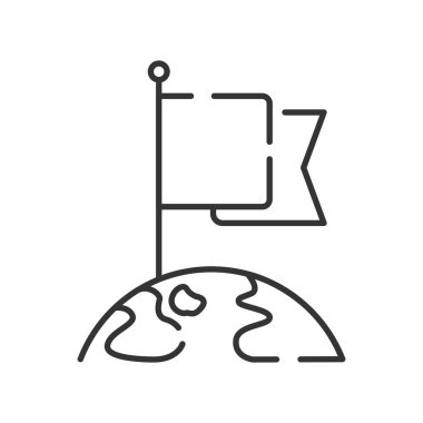 Zafer bayrağı renk çizgisi simgesi. Şampiyonluk. Gol başarısı. Web sayfası, mobil uygulama, düğme, logo için imza. Vektör izole eleman. Düzenlenebilir vuruş.