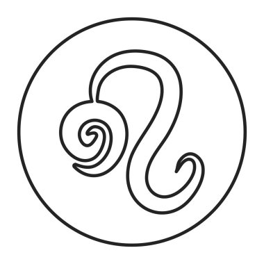 Aslan siyah çizgi ikonu. Zodiac burcu. Astroloji ve yıldız falı. Kehanetler ve insan karakteri. Element ateşi. Hükümdar Sun. UI UX GUI tasarım elemanı. Düzenlenebilir vuruş.