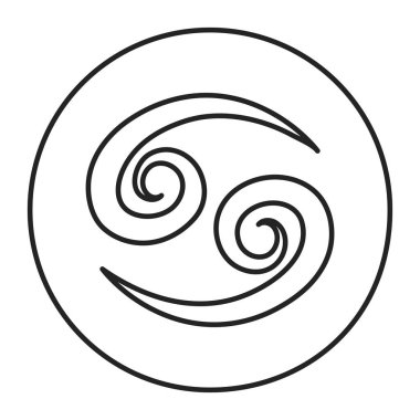 Kanser siyah çizgi ikonu. Zodiac burcu. Astroloji ve yıldız falı. Kehanetler ve insan karakteri. Element suyu. Hükmeden Ay. UI UX GUI tasarım elemanı. Düzenlenebilir vuruş