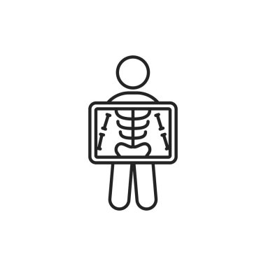 Röntgen taraması siyah çizgi simgesi. Tıbbi ve bilimsel kavram. Laboratuvar teşhisi. İnternet için piktogram, mobil uygulama, tanıtım. UI UX tasarım ögesi