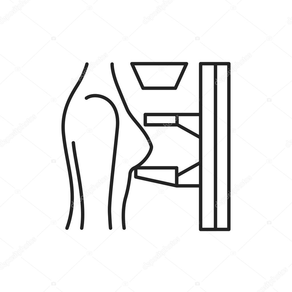 Mammography black line icon. Medical and scientific concept. Laboratory diagnostics. Pictogram for web, mobile app, promo. UI UX design element