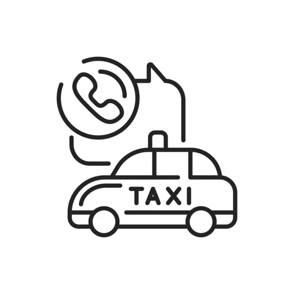 Chamar Motorista Ícone Linha Preta Serviço Táxi Pedido Aplicação Móvel — Vetor de Stock