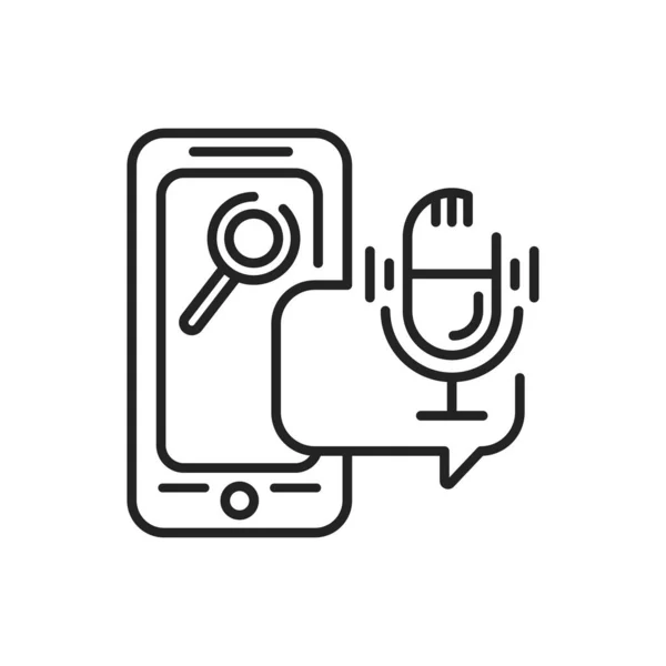 Voice Search Mobiele Applicatie Smartphone Zwarte Lijn Pictogram Pictogram Voor — Stockvector