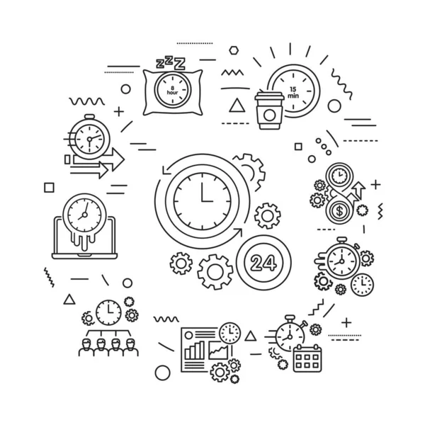 Banner Web Gestión Del Tiempo Planificación Control Del Tiempo Trabajo — Vector de stock