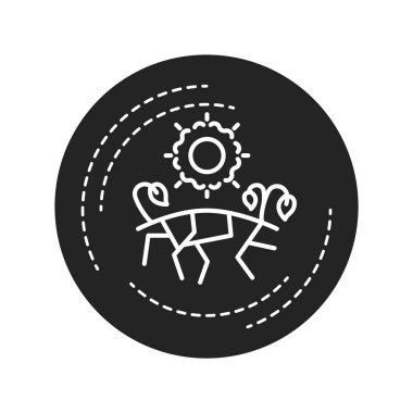 Kurak siyah kabartma simgesi. Kesintisiz bir kurak hava dönemi. Bir alan normalden daha az yağmur alır. Web sayfası için piktogram, mobil uygulama, tanıtım. UI UX Arayüz tasarım ögesi