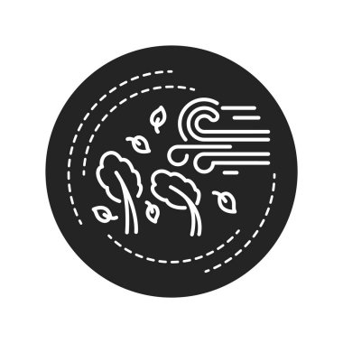 Kasırga siyah kabartma simgesi. Tropikal bölgelerdeki sıcak sularda oluşan yüksek hızlı rüzgarlarla dönen büyük bir fırtına. Web sayfası için piktogram, mobil uygulama, tanıtım. UI UX GUI tasarımı elem.