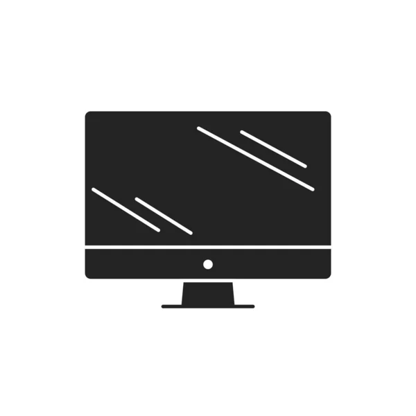 Affichage de l'ordinateur icône glyphe noir. Vue de face. Appareil électronique. Pictogramme pour page web, application mobile, promo. — Image vectorielle