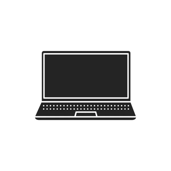 Laptop schwarzes Glyphen-Symbol. Tragbarer Computer. Piktogramm für Webseite, mobile App, Promo. UI UX GUI Designelement. — Stockvektor