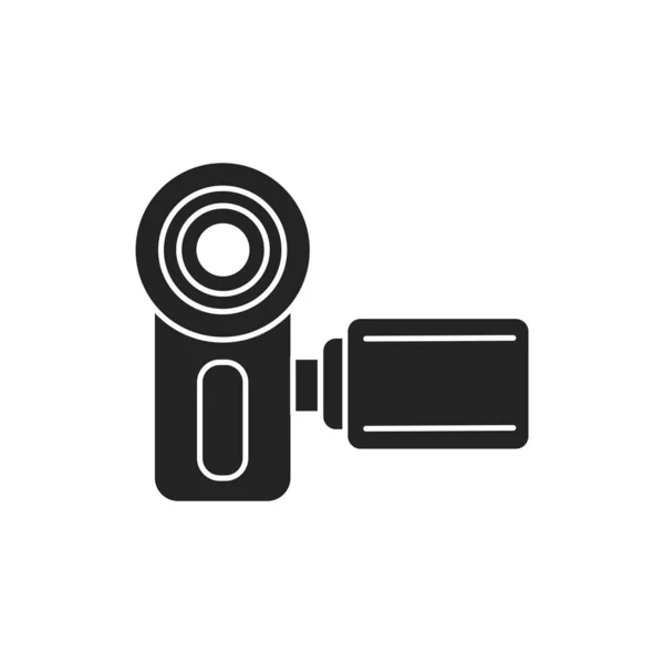 Icono de glifo negro Videocamera. Dispositivo electrónico. Equipo de grabación de vídeo. Pictograma para página web, aplicación móvil, promo. UI UX Elemento de diseño de interfaz gráfica. — Archivo Imágenes Vectoriales