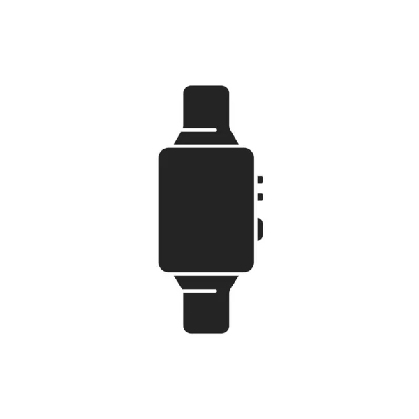 Розумний годинник з чорним гліфом. Концепція цифрового пристрою. Інноваційні технології. Pictogram for web page, mobile app, promo. UI UX GUI design element. — стоковий вектор