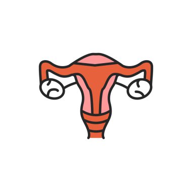 Kadın üreme sistemi çizgi renk simgesi. Web sayfası, mobil uygulama, düğme, logo için imzala