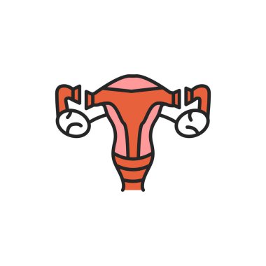 Kadın sterilizasyon renk çizgisi simgesi. Tüp bağlama. Kalıcı doğum kontrolü ve doğum kontrolü. Web sayfası için resim grafiği, mobil uygulama.