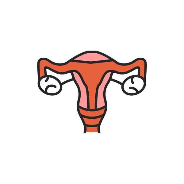 Kvinnliga reproduktiva systemet linje färg ikon. Logga in för webbsida, mobilapp, knapp, logotyp — Stock vektor