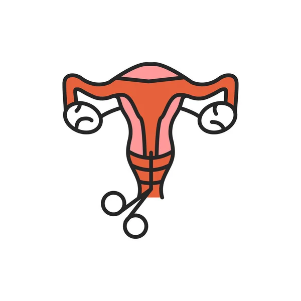 Cervical biopsy line color icon. Female reproductive system checkup. Sign for web page, mobile app, button, logo. — Stock Vector