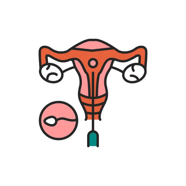 Sztuczna ikona koloru linii inseminacji. Nawożenie vitro. Koncepcja układu rozrodczego kobiet. Zarejestruj się na stronie internetowej, aplikacji mobilnej, przycisk, logo. Udar edytowalny. — Wektor stockowy