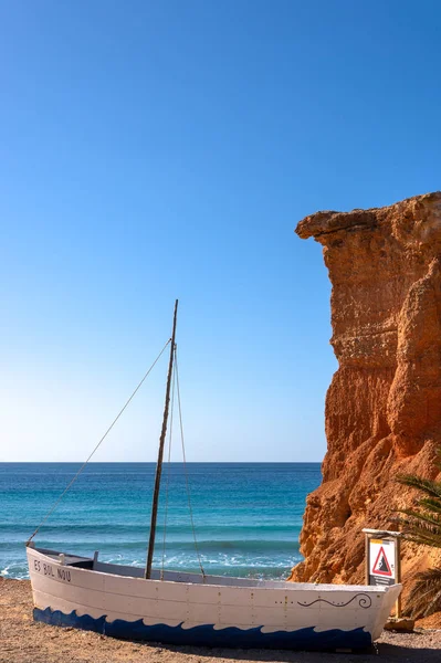 Bol Nou One Natural Beaches Island Ibiza Surrounded Limestone Cliffs — Stock Photo, Image