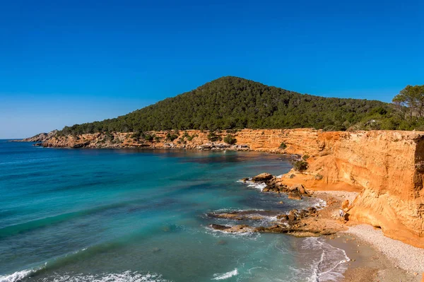 Bol Nou Ibiza Adasının Doğal Plajlarından Biridir Portakal Rengi Veren — Stok fotoğraf