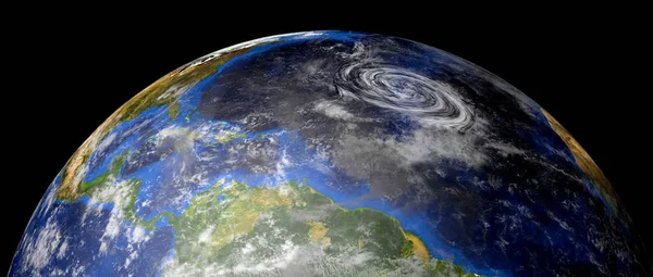 Extremeley detalhado e realista ilustração 3D de alta resolução de um furacão. Tiro do espaço. Elementos desta imagem são fornecidos por Nasa . — Fotografia de Stock