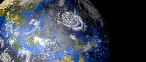 Extremeley gedetailleerde en realistische hoge resolutie 3D-illustratie van een orkaan. Uit de ruimte geschoten. Elementen van deze afbeelding worden geleverd door NASA. — Stockfoto