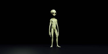 Gri bir uzaylı son derece detaylı ve gerçekçi yüksek çözünürlüklü 3D Illustration