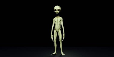 Gri bir uzaylı son derece detaylı ve gerçekçi yüksek çözünürlüklü 3D Illustration