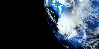 Atlantik Denizi 'nde bir kasırga son derece detaylı ve gerçekçi yüksek çözünürlüklü 3D Illustration. Uzay 'dan vuruldu. Bu görüntünün elemanları NASA tarafından döşenmiştir.