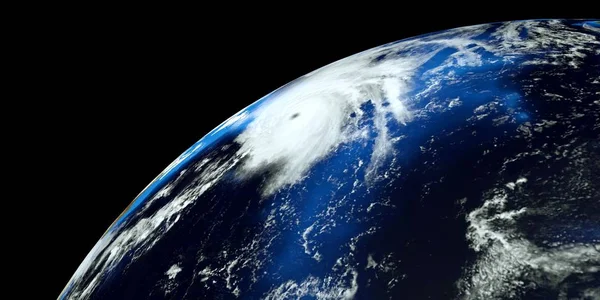 Ilustración 3D de alta resolución extremadamente detallada y realista de un huracán en el mar Atlántico. Disparo desde el espacio. Elementos de esta imagen son proporcionados por la Nasa . — Foto de Stock
