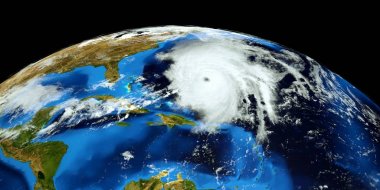 Bir Hurricane son derece ayrıntılı ve gerçekçi yüksek çözünürlüklü 3D Illustration. Uzay 'dan vuruldu. Bu görüntünün elemanları NASA tarafından döşenmiştir.