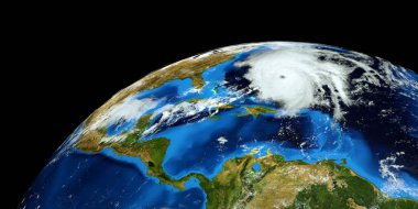 Bir Hurricane son derece ayrıntılı ve gerçekçi yüksek çözünürlüklü 3D Illustration. Uzay 'dan vuruldu. Bu görüntünün elemanları NASA tarafından döşenmiştir.