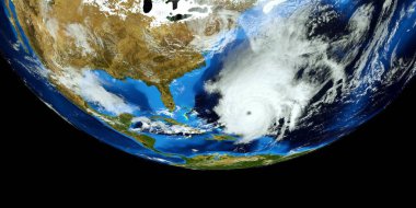 Bir Hurricane son derece ayrıntılı ve gerçekçi yüksek çözünürlüklü 3D Illustration. Uzay 'dan vuruldu. Bu görüntünün elemanları NASA tarafından döşenmiştir.
