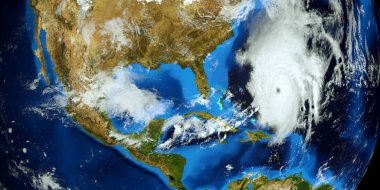 Bir Hurricane son derece ayrıntılı ve gerçekçi yüksek çözünürlüklü 3D Illustration. Uzay 'dan vuruldu. Bu görüntünün elemanları NASA tarafından döşenmiştir.