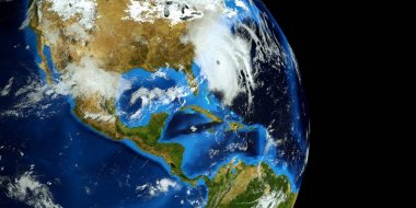 Son derece detaylı ve gerçekçi yüksek çözünürlüklü 3D Illustration Florence Hurricane ABD Doğu Sahili yaklaşıyor. Uzay 'dan vuruldu. Bu görüntünün elemanları NASA tarafından döşenmiştir.