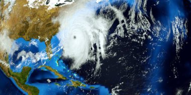 Son derece detaylı ve gerçekçi yüksek çözünürlüklü 3D Illustration Florence Hurricane ABD Doğu Sahili yaklaşıyor. Uzay 'dan vuruldu. Bu görüntünün elemanları NASA tarafından döşenmiştir.