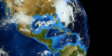 Son derece detaylı ve gerçekçi yüksek çözünürlüklü 3D Illustration Florence Hurricane ABD Doğu Sahili yaklaşıyor. Uzay 'dan vuruldu. Bu görüntünün elemanları NASA tarafından döşenmiştir.