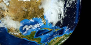Son derece detaylı ve gerçekçi yüksek çözünürlüklü 3D Illustration Florence Hurricane ABD Doğu Sahili yaklaşıyor. Uzay 'dan vuruldu. Bu görüntünün elemanları NASA tarafından döşenmiştir.
