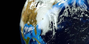 Son derece detaylı ve gerçekçi yüksek çözünürlüklü 3D Illustration Floransa Hurricane ABD Doğu Sahili vurdu. Uzay 'dan vuruldu. Bu görüntünün elemanları NASA tarafından döşenmiştir.