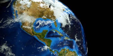 Son derece detaylı ve gerçekçi yüksek çözünürlüklü 3D Illustration Floransa Hurricane ABD Doğu Sahili vurdu. Uzay 'dan vuruldu. Bu görüntünün elemanları NASA tarafından döşenmiştir.