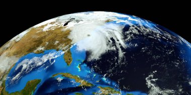 Son derece detaylı ve gerçekçi yüksek çözünürlüklü 3D Illustration Floransa Hurricane ABD Doğu Sahili vurdu. Uzay 'dan vuruldu. Bu görüntünün elemanları NASA tarafından döşenmiştir.