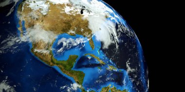 Son derece detaylı ve gerçekçi yüksek çözünürlüklü 3D Illustration Floransa Hurricane ABD Doğu Sahili vurdu. Uzay 'dan vuruldu. Bu görüntünün elemanları NASA tarafından döşenmiştir.
