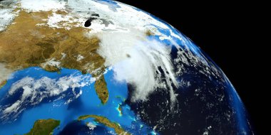 Son derece detaylı ve gerçekçi yüksek çözünürlüklü 3D Illustration Floransa Hurricane ABD Doğu Sahili vurdu. Uzay 'dan vuruldu. Bu görüntünün elemanları NASA tarafından döşenmiştir.