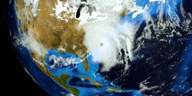 Son derece detaylı ve gerçekçi yüksek çözünürlüklü 3D Illustration Floransa Hurricane ABD Doğu Sahili vurdu. Uzay 'dan vuruldu. Bu görüntünün elemanları NASA tarafından döşenmiştir.