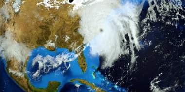 Son derece detaylı ve gerçekçi yüksek çözünürlüklü 3D Illustration Floransa Hurricane ABD Doğu Sahili vurdu. Uzay 'dan vuruldu. Bu görüntünün elemanları NASA tarafından döşenmiştir.