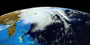 Son derece detaylı ve gerçekçi yüksek çözünürlüklü 3D Illustration Floransa Hurricane ABD Doğu Sahili vurdu. Uzay 'dan vuruldu. Bu görüntünün elemanları NASA tarafından döşenmiştir.