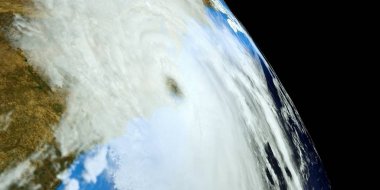 Bir Hurricane Kuzey Carolina isabet son derece detaylı ve gerçekçi yüksek çözünürlüklü 3D Illustration. Uzay 'dan vuruldu. Bu görüntünün elemanları NASA tarafından döşenmiştir.