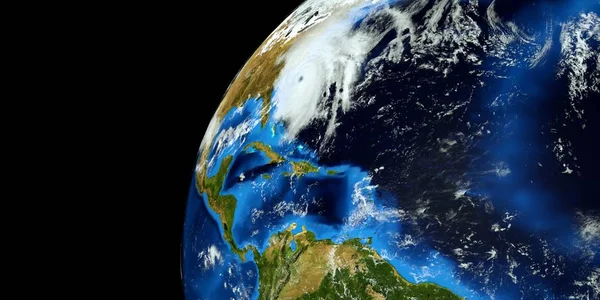 非常详细和现实的高分辨率3d插图的飓风佛罗伦萨接近美国东海岸。从太空拍摄。这张图片的元素是由美国宇航局提供的. — 图库照片