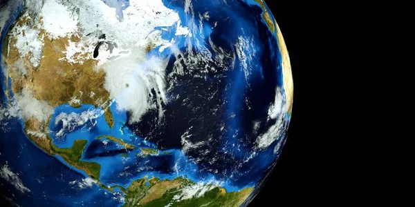 非常详细和现实的高分辨率3d插图的飓风佛罗伦萨袭击美国东海岸。从太空拍摄。这张图片的元素是由美国宇航局提供的. — 图库照片