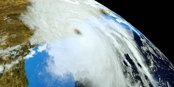 Bir Hurricane Kuzey Carolina isabet son derece detaylı ve gerçekçi yüksek çözünürlüklü 3D Illustration. Uzay 'dan vuruldu. Bu görüntünün elemanları NASA tarafından döşenmiştir.