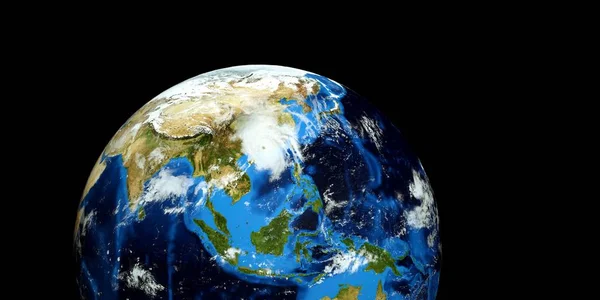 Ilustração 3D de alta resolução extremamente detalhada e realista de um tufão atingindo a China continental. Tiro do espaço. Elementos desta imagem são fornecidos por Nasa . — Fotografia de Stock