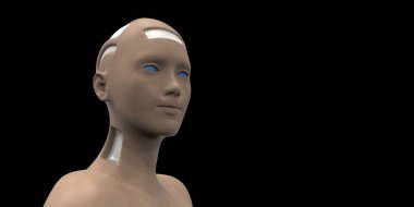 Bir insansı Android son derece detaylı ve gerçekçi yüksek çözünürlüklü 3D Illustration